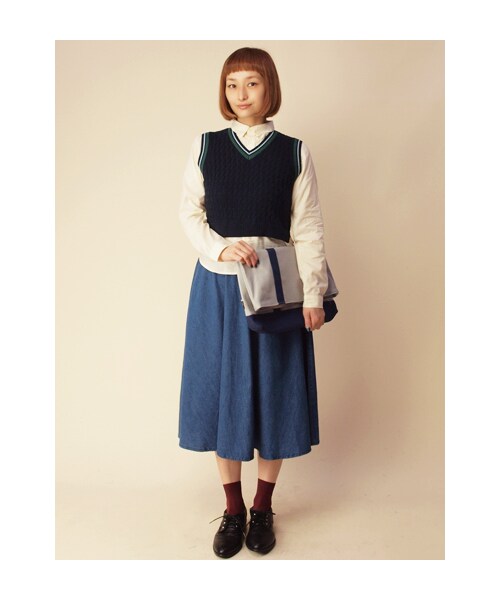 w closet（ダブルクローゼット）の「キャンバスクラッチバッグ（バッグ・レディース・グレー×ネイビー/キナリ/ネイビー・FREE）」の10枚目の写真