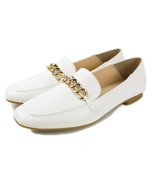 Shoe Fantasy（シューファンタジー）の「スクエアトゥ チェーンローファー（ローファー・レディース・ブラウン/ブラック/ホワイト・22.0/22.5/23.0/23.5/24.0/24.5/25.0）」の2枚目の写真