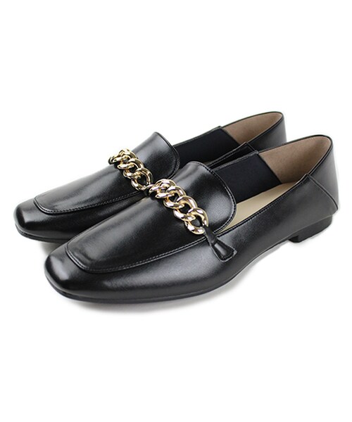 Shoe Fantasy（シューファンタジー）の「スクエアトゥ チェーンローファー（ローファー・レディース・ブラウン/ブラック/ホワイト・22.0/22.5/23.0/23.5/24.0/24.5/25.0）」の3枚目の写真