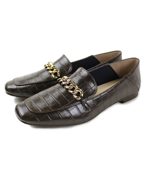 Shoe Fantasy（シューファンタジー）の「スクエアトゥ チェーンローファー（ローファー・レディース・ブラウン/ブラック/ホワイト・22.0/22.5/23.0/23.5/24.0/24.5/25.0）」の4枚目の写真