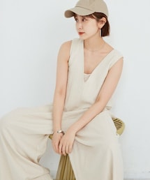 Auntie Rosa Holiday | 後ろ姿も可愛い】バックシャンリネンサロペット(サロペット/オーバーオール)