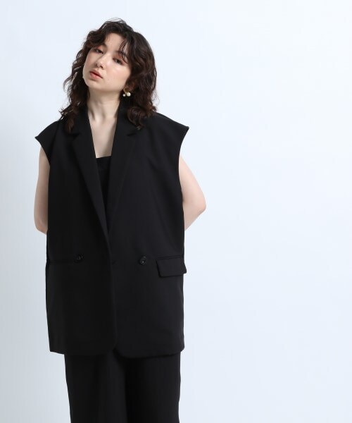 JEANASIS（ジーナシス）の「Double-breasted Gilet【SET UP対応】（ジャケット/アウター・ブラック()/ブラウン()）」の5枚目の写真