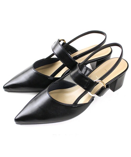 Shoe Fantasy（シューファンタジー）の「ベルトミュールパンプス　ポインテッドトゥ（パンプス・レディース・ホワイト/ブラウン/ブラック・22.0/22.5/23.0/23.5/24.0/24.5/25.0）」の2枚目の写真