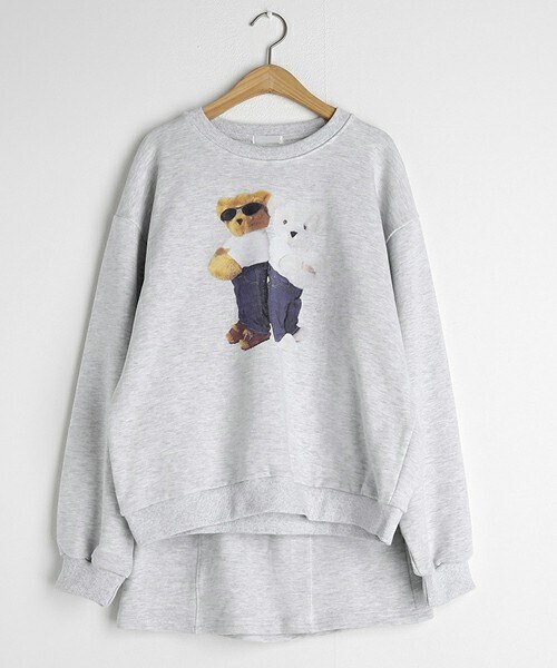 DHOLIC（ディーホリック）の「ベアプリントスウェット&ミニスカートSET（スウェット・レディース・ブルー/グレー・ONESIZE）」の2枚目の写真