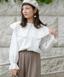 Crisp | スカラップレースカラーブラウス[c1k2828b](シャツ/ブラウス)