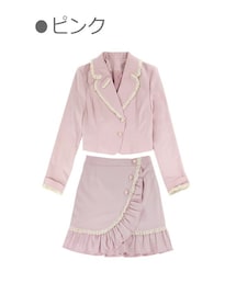 Bobon21 | ストライプ柄ジャケット×スカートSETUP-全２色-(テーラードジャケット)