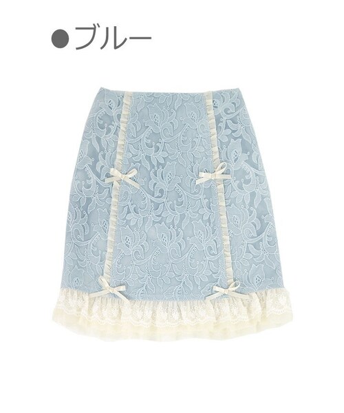 Bobon21（ボボンニジュウイチ）の「ミニフリルALLレースタイトスカート-全２色-（スカート・レディース・ホワイト/ブルー・S/M/L）」の2枚目の写真