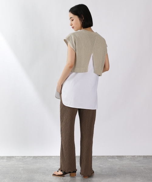 LOWRYS FARM（ローリーズファーム）の「ヨウリュウカットイージーパンツ（パンツ・通常丈ホワイト/通常丈ブラック/通常丈ブラウン/通常丈イエロー/WEB限定短丈イエロー）」の6枚目の写真