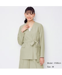 GU（ジーユー）の「ベルテッドノーカラージャケットZ+E