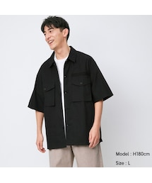 GU | ミリタリーオーバーサイズシャツ(5分袖)+X(トップス)