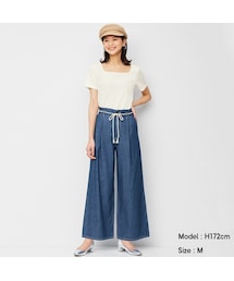 GU | ライトデニムロープベルトワイドパンツ(パンツ)