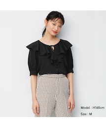 GU | ビッグラッフルブラウス(5分袖)Q(トップス)