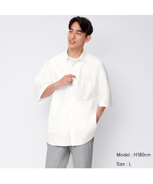 GU | ブロードオーバーサイズシャツ(5分袖)(トップス)