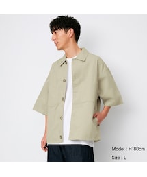GU | シェフシャツ(5分袖)(セットアップ可能)(トップス)