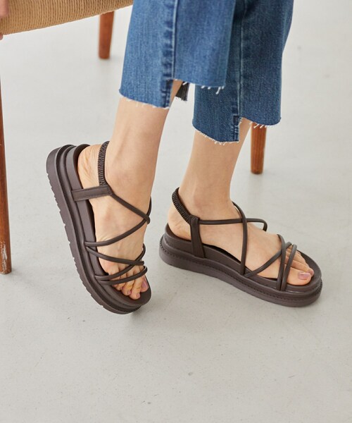 Rewde（ルゥデ）の「コードストラップサンダル（1R18-SA7559）（サンダル・レディース・ベージュ/ブラック/ブラウン/グレー・S/M/L/LL）」の4枚目の写真