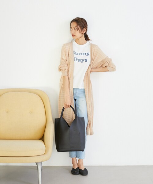 Rewde（ルゥデ）の「クロシェ風ロングニットカーディガン（1R14-04181）（カーディガン/ボレロ・レディース・ブルー/ベージュ/ホワイト・M）」の3枚目の写真