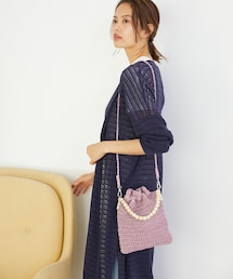 Rewde | ウッドハンドル巾着ショルダーバッグ（1R18-KB03）(ショルダーバッグ)