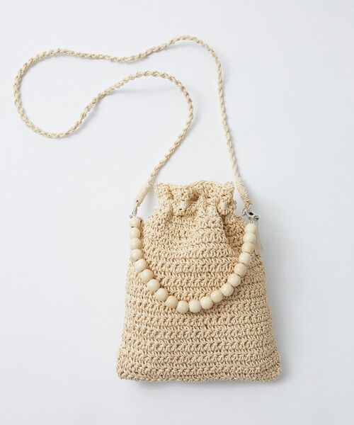 Rewde（ルゥデ）の「ウッドハンドル巾着ショルダーバッグ（1R18-KB03）（ショルダーバッグ・レディース・パープル/ベージュ/グリーン/オレンジ/グレー・F）」の3枚目の写真