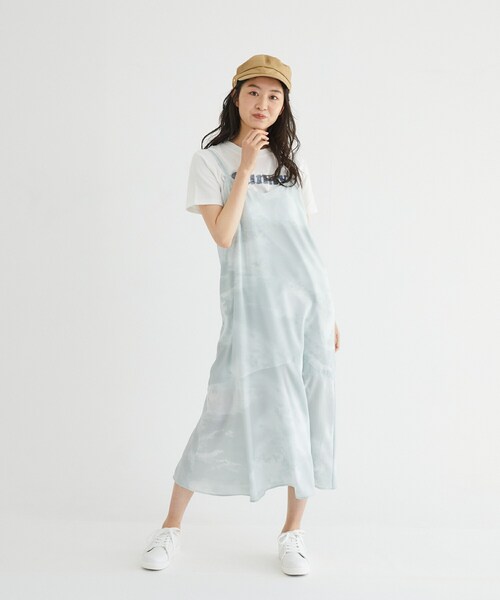 Rewde（ルゥデ）の「ストーンプリントキャミワンピース（1R05-8815756）（ワンピース・レディース・グレー/グリーン・M）」の2枚目の写真