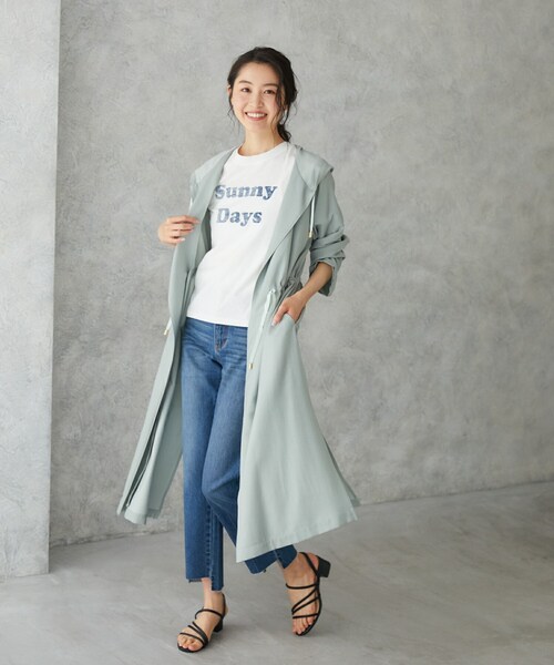 Rewde（ルゥデ）の「フーディロングコート（1R24-8217105）（その他アウター・レディース・グレー/グリーン/ベージュ・M）」の3枚目の写真