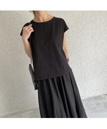 copine | バックロングサイドスリット♪フレンチスリーブ Tシャツ(3color）【クリックポスト対象商品】(Tシャツ/カットソー)