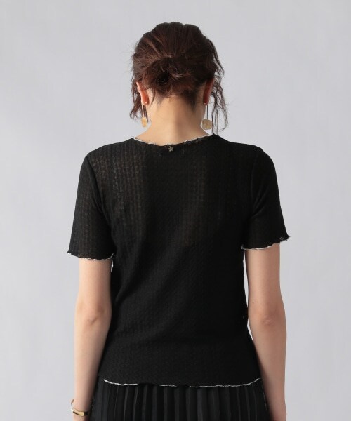 Ezick（エジック）の「メロー透かし編みプルオーバー（トップス・ホワイト/ブラック）」の18枚目の写真