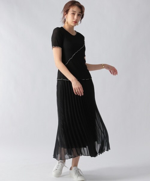 Ezick（エジック）の「メロー透かし編みプルオーバー（トップス・ホワイト/ブラック）」の10枚目の写真