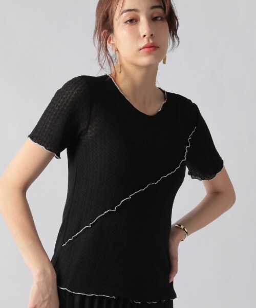 Ezick（エジック）の「メロー透かし編みプルオーバー（トップス・ホワイト/ブラック）」の13枚目の写真