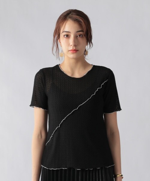 Ezick（エジック）の「メロー透かし編みプルオーバー（トップス・ホワイト/ブラック）」の16枚目の写真