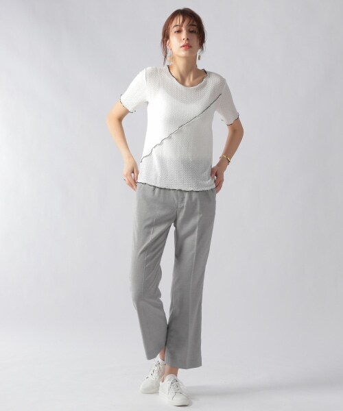 Ezick（エジック）の「メロー透かし編みプルオーバー（トップス・ホワイト/ブラック）」の5枚目の写真