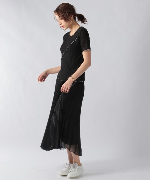 Ezick（エジック）の「メロー透かし編みプルオーバー（トップス・ホワイト/ブラック）」の9枚目の写真