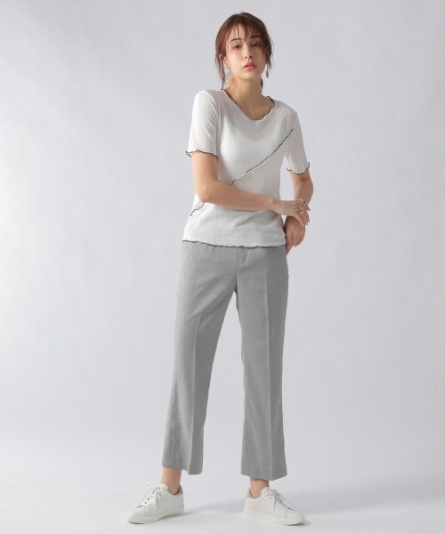 Ezick（エジック）の「メロー透かし編みプルオーバー（トップス・ホワイト/ブラック）」の4枚目の写真