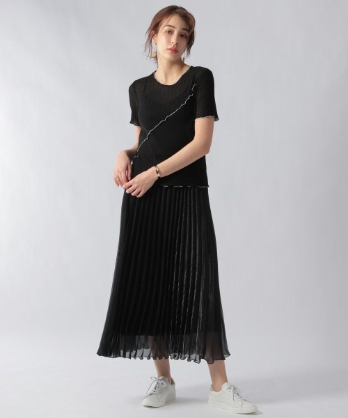 Ezick（エジック）の「メロー透かし編みプルオーバー（トップス・ホワイト/ブラック）」の12枚目の写真