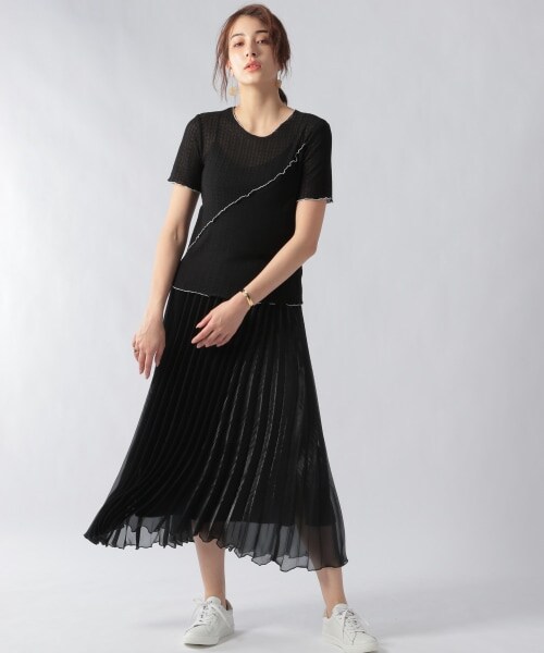 Ezick（エジック）の「メロー透かし編みプルオーバー（トップス・ホワイト/ブラック）」の11枚目の写真