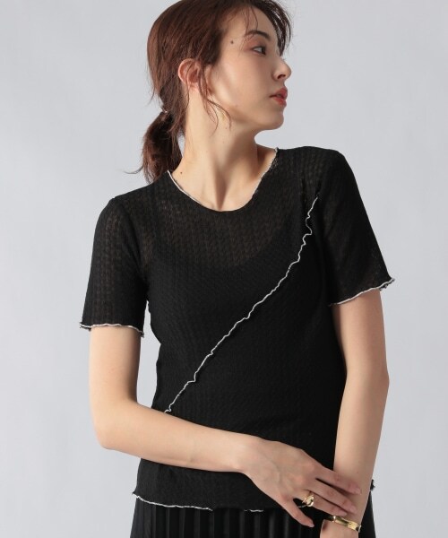 Ezick（エジック）の「メロー透かし編みプルオーバー（トップス・ホワイト/ブラック）」の15枚目の写真