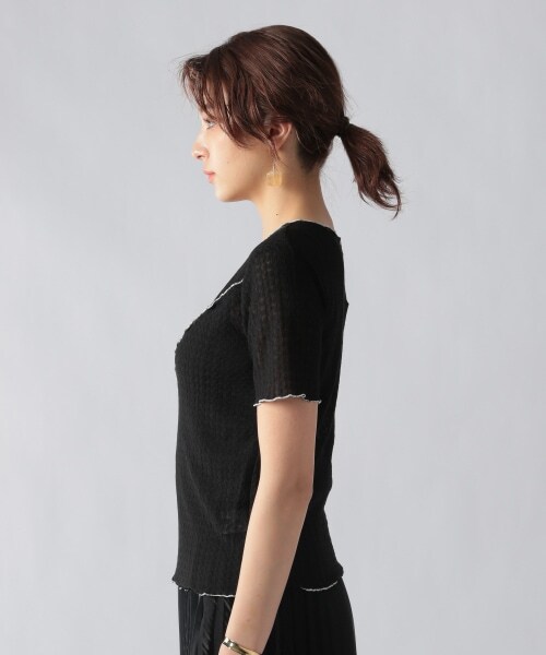 Ezick（エジック）の「メロー透かし編みプルオーバー（トップス・ホワイト/ブラック）」の17枚目の写真