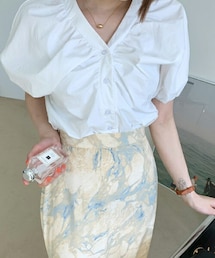 DHOLIC | Vネックパフボタンブラウス(シャツ/ブラウス)