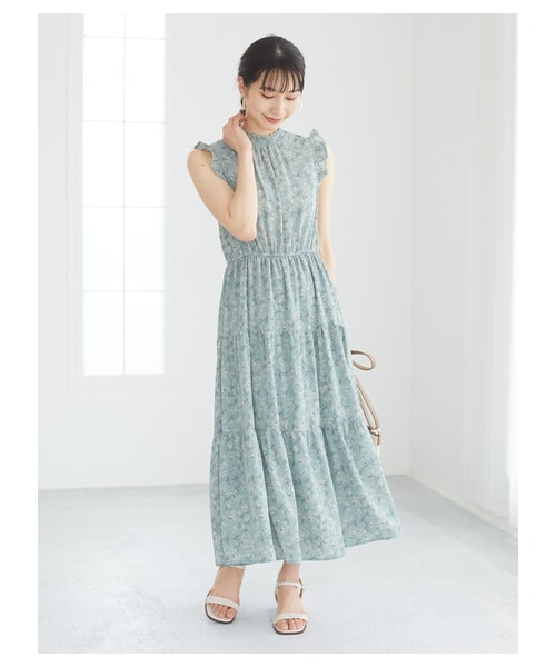 Green　Parks（グリーンパークス）の「・ELENCARE DUE フラワーptティアードワンピ（ワンピース/ドレス・アイボリー/ブラック/グリーン/ブルー・F）」の2枚目の写真