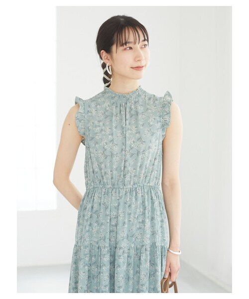 Green　Parks（グリーンパークス）の「・ELENCARE DUE フラワーptティアードワンピ（ワンピース/ドレス・アイボリー/ブラック/グリーン/ブルー・F）」の4枚目の写真