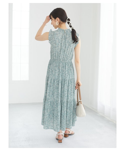 Green　Parks（グリーンパークス）の「・ELENCARE DUE フラワーptティアードワンピ（ワンピース/ドレス・アイボリー/ブラック/グリーン/ブルー・F）」の3枚目の写真