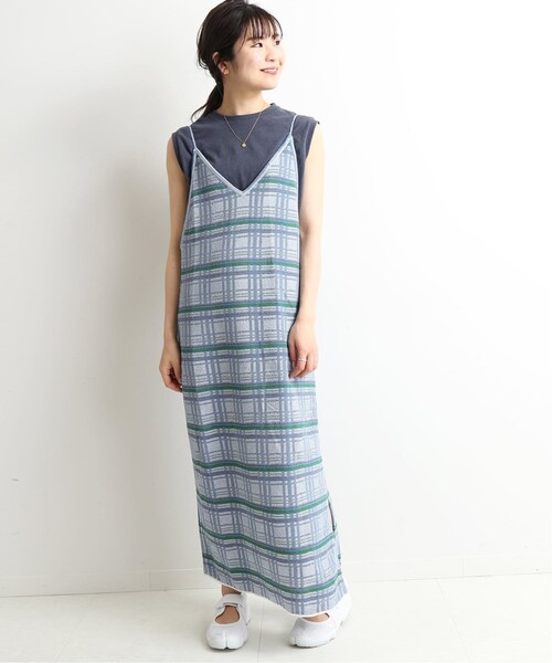 SLOBE IENA（スローブイエナ）の「チェックニットキャミワンピース◆（ワンピース/ドレス・グリーン/(030)/フリー/在庫あり）」の4枚目の写真