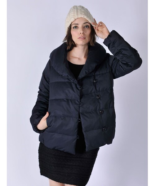 Rinajour（リナジュール）の「Rinajour/ショールカラーダウン（ジャケット/アウター・レディース・L/GREY/NAVY・1/2）」の10枚目の写真