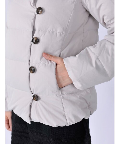 Rinajour（リナジュール）の「Rinajour/ショールカラーダウン（ジャケット/アウター・レディース・L/GREY/NAVY・1/2）」の7枚目の写真