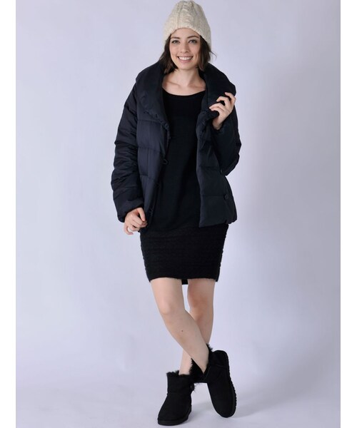 Rinajour（リナジュール）の「Rinajour/ショールカラーダウン（ジャケット/アウター・レディース・L/GREY/NAVY・1/2）」の11枚目の写真