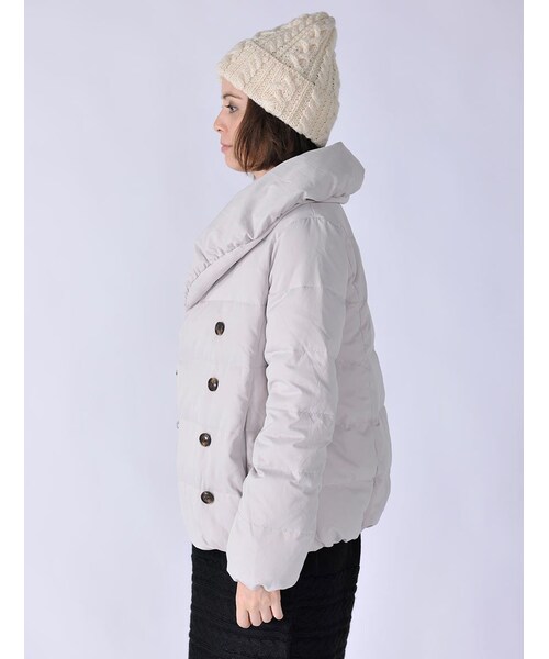 Rinajour（リナジュール）の「Rinajour/ショールカラーダウン（ジャケット/アウター・レディース・L/GREY/NAVY・1/2）」の3枚目の写真