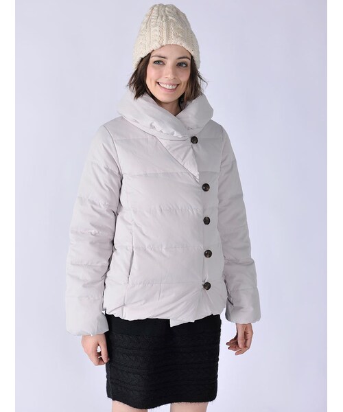 Rinajour（リナジュール）の「Rinajour/ショールカラーダウン（ジャケット/アウター・レディース・L/GREY/NAVY・1/2）」の9枚目の写真