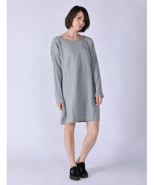 Rinajour（リナジュール）の「ウール裏毛+ニットOP（ワンピース/ドレス・レディース・GREY/CHARCOL/NAVY・F）」の2枚目の写真