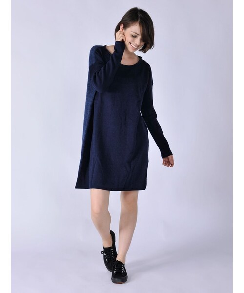 Rinajour（リナジュール）の「ウール裏毛+ニットOP（ワンピース/ドレス・レディース・GREY/CHARCOL/NAVY・F）」の10枚目の写真