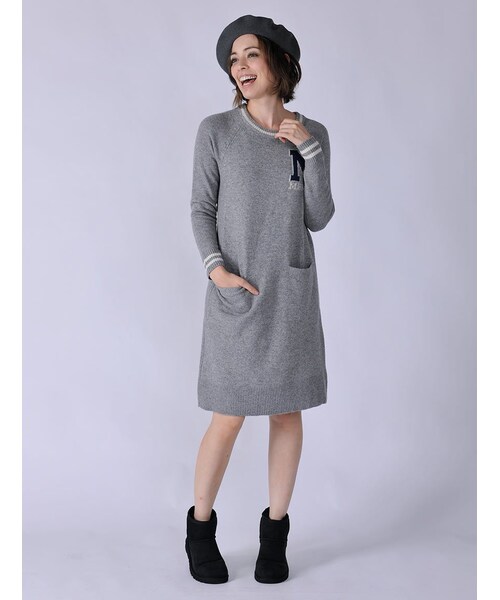 Rinajour（リナジュール）の「Rinajour/レタードニットOP（ワンピース/ドレス・レディース・GREY/ENJI/NAVY・F）」の2枚目の写真