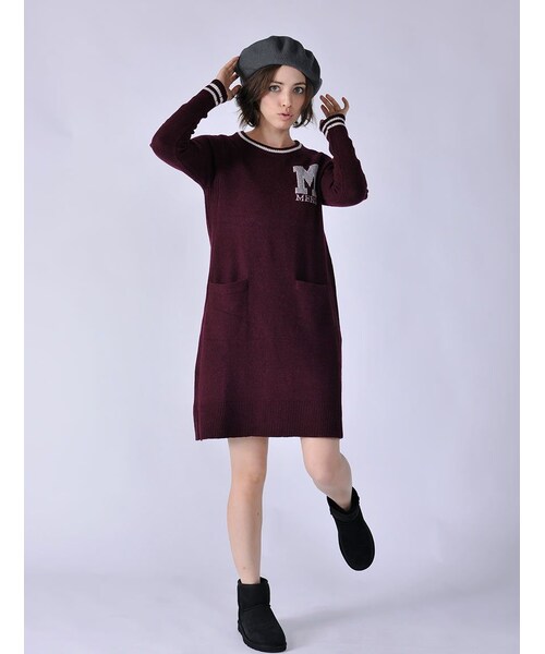 Rinajour（リナジュール）の「Rinajour/レタードニットOP（ワンピース/ドレス・レディース・GREY/ENJI/NAVY・F）」の16枚目の写真